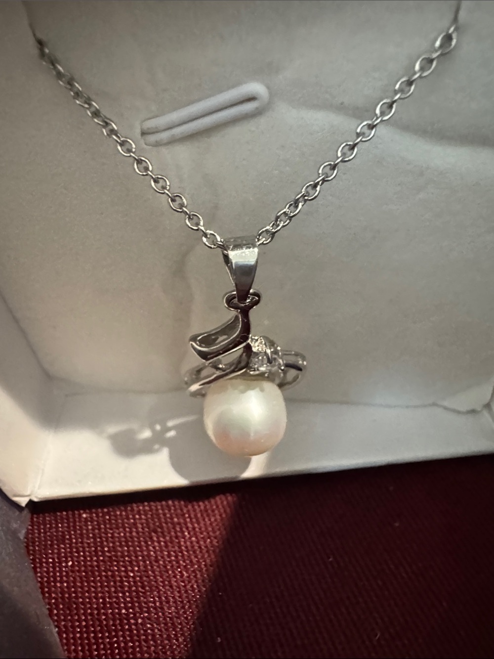 Sterling Silver Pearl Pendant Necklace - White Pearl
